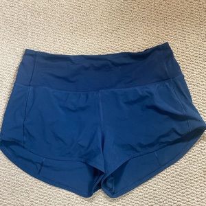 Navy blue Lululemon high rise speed up shorts